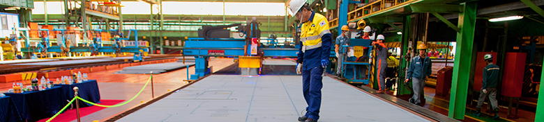 The first steel cut for the game-changing Prelude floating LNG project’s substructure on October 18, 2012. (photo)