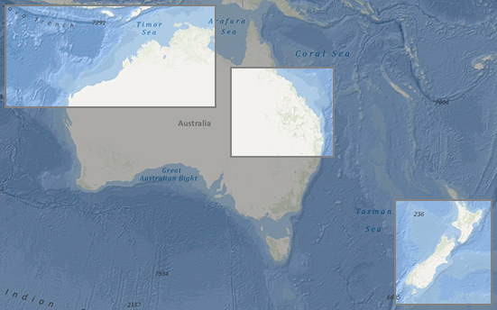 Oceania (clickable selection map)