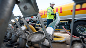 Supplying fuel for the service station at Beaconsfield, UK. (photo)