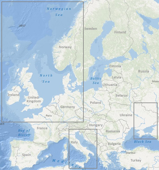 Europe - clickable selection map