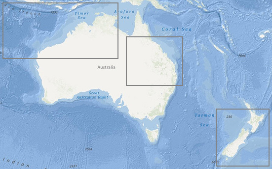 Oceania - clickable selection map