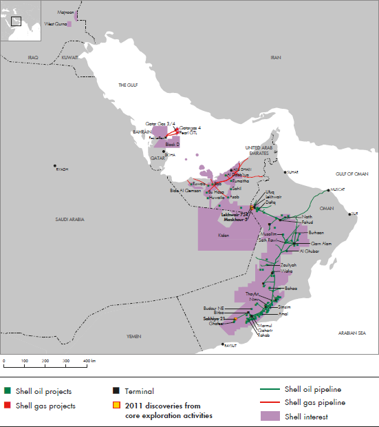 Iraq, Qatar, United Arab Emirates, Saudi Arabia and Oman (detailed map)
