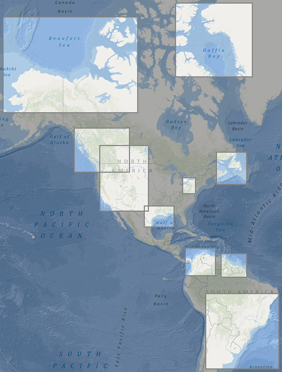 Americas - clickable selection map