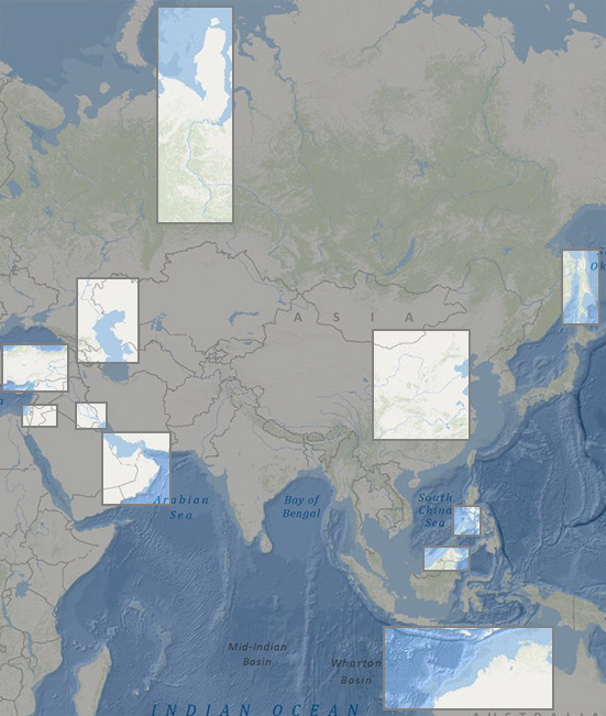 Asia - clickable selection map