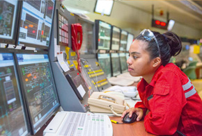 Control room at the propylene oxide and derivatives plant on Jurong Island, Singapore. (photo)