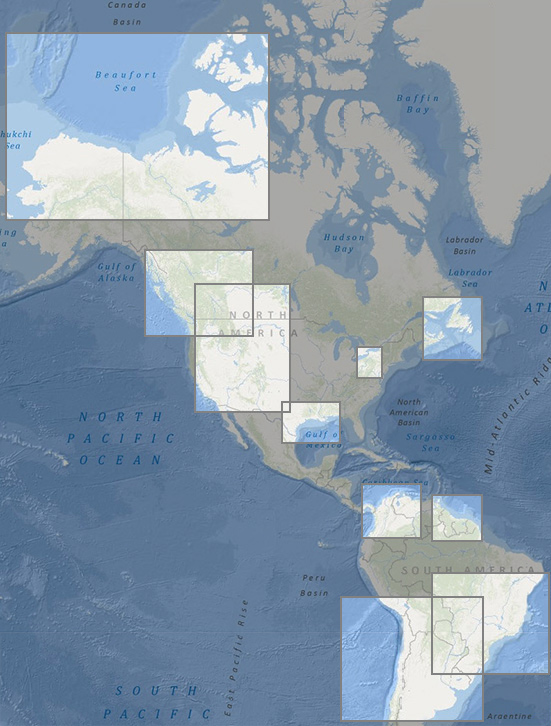 Americas (clickable selection map)