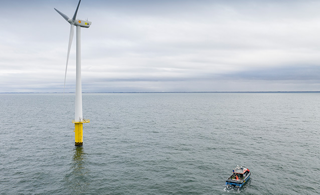 Wind turbine at offshore wind park Egmond aan Zee, The Netherlands, 2019 (photo)