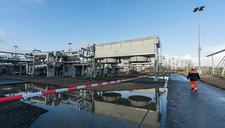 A man walking at a facility being decommissioned in the Netherlands. (photo)