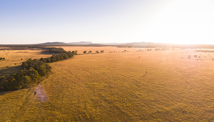 An aerial-shot of part of the Valkyrie property in Queensland, Australia. (photo)