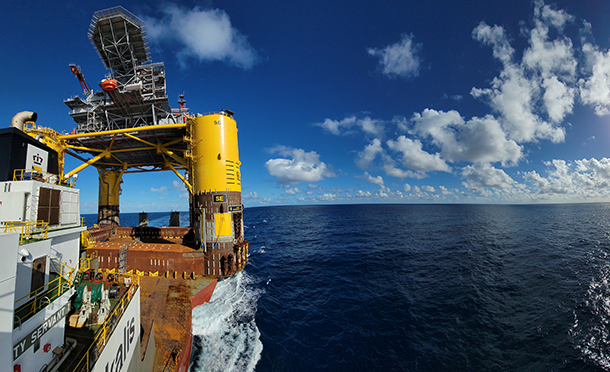 Vito offshore production facility being transported across the sea (photo)