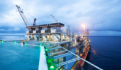 Bonga floating production, storage and offloading (FPSO) vessel at night (photo)